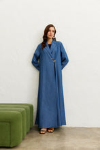 Load image into Gallery viewer, Hug Me Blue: Teddy Buttoned Denim Abaya