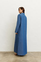 Load image into Gallery viewer, Hug Me Blue: Teddy Buttoned Denim Abaya
