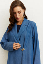 Load image into Gallery viewer, Hug Me Blue: Teddy Buttoned Denim Abaya
